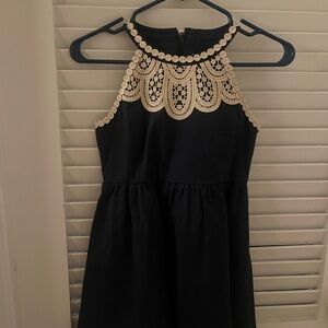 Lilly Pulitzer Navy and Cream Mini Pearl Shift Dress